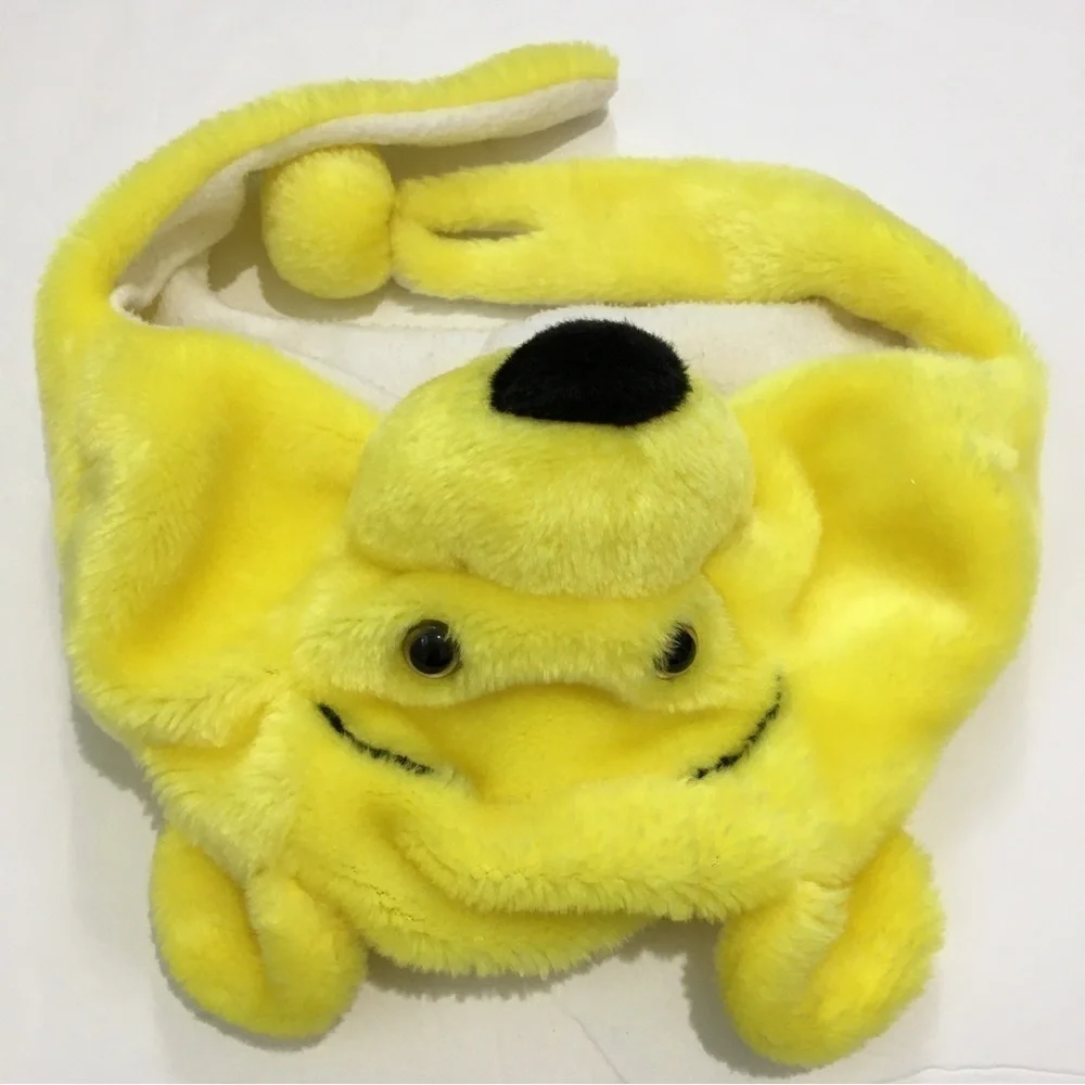 Toddler boy yellow bear fleece lined winter hat